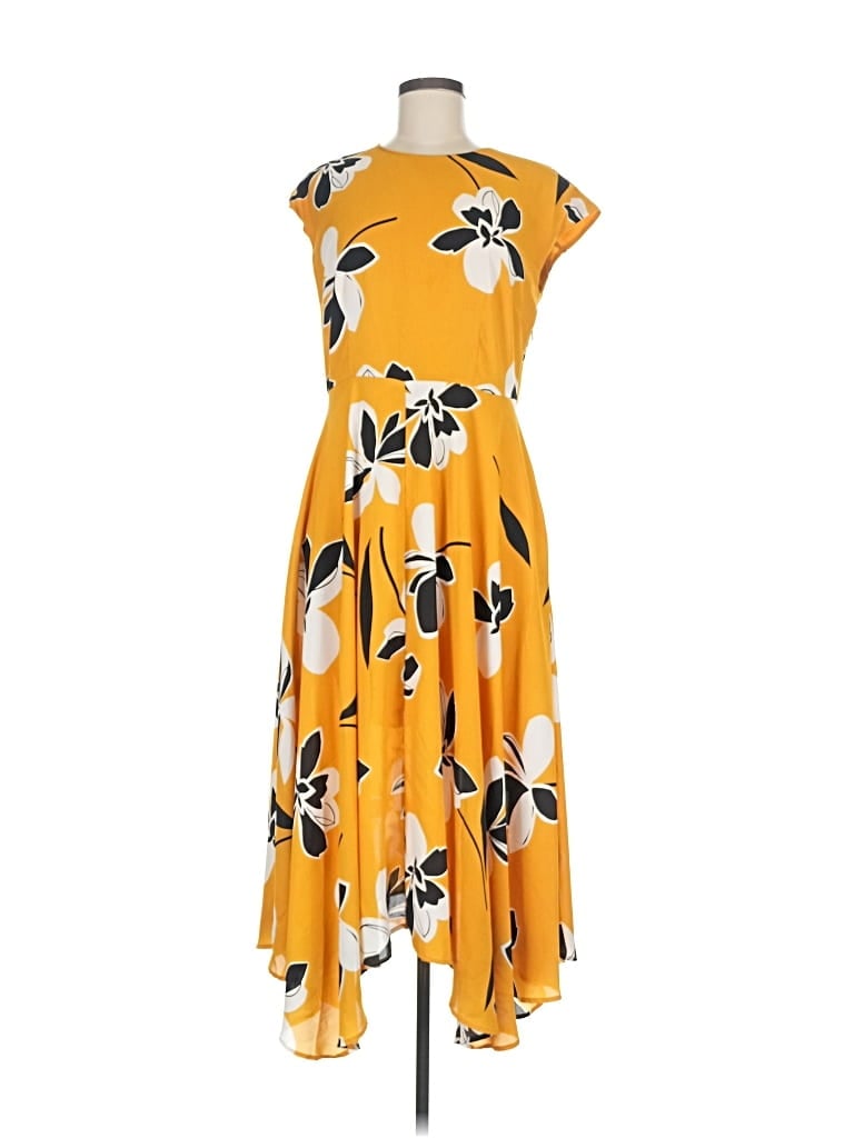 WHO WHAT WEAR Pre-owned Casual Dress In Yellow