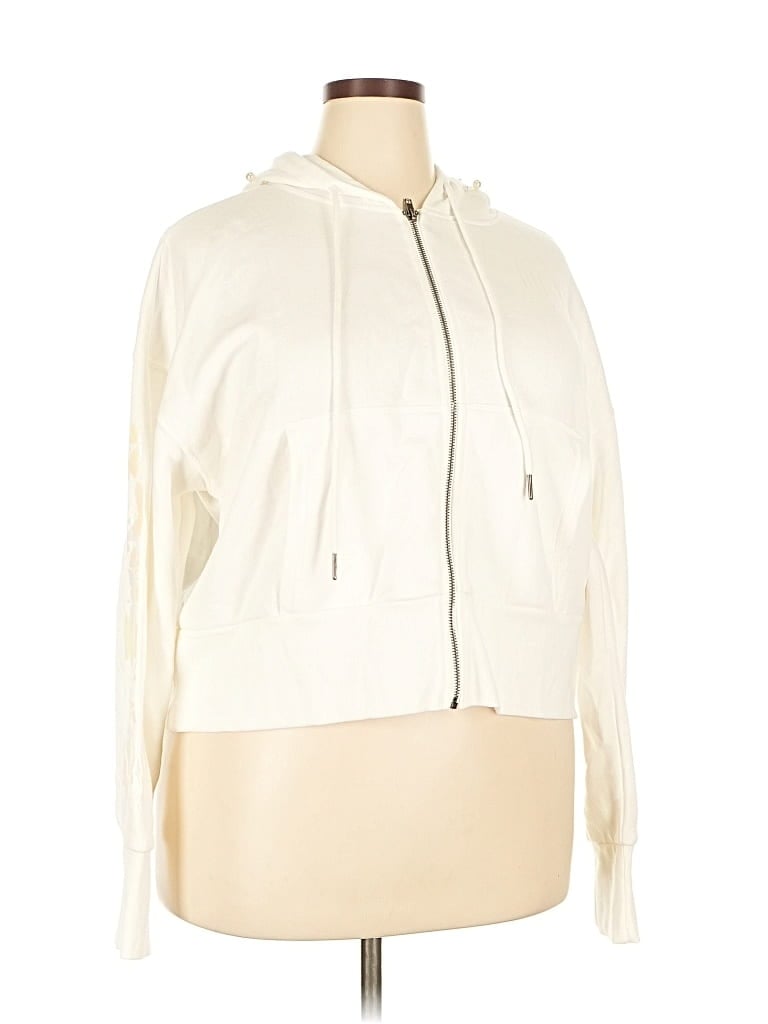 Pre-owned Assorted Brands Zip Up Hoodie In White