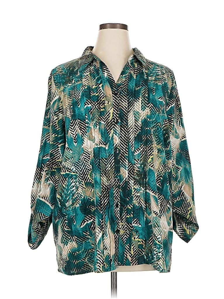 Pre-owned Catherines 3/4 Sleeve Blouse In Blue