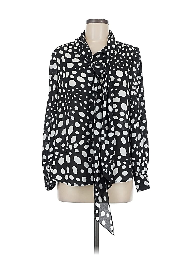 Pre-owned Who What Wear Long Sleeve Blouse In Black