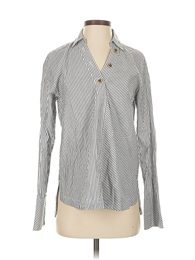 Pre-owned Maeve By Anthropologie Long Sleeve Button Down Shirt In Gray