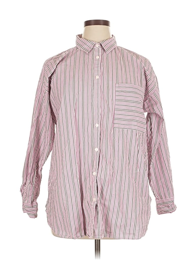 Pre-owned Ann Taylor Loft Long Sleeve Button Down Shirt In Pink