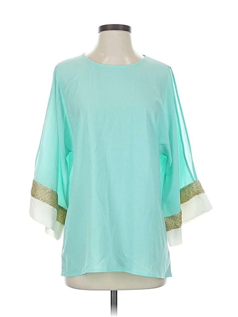 Iman 3/4 Sleeve Blouse In Blue