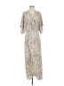 Lezat 100% Polyester Metallic Silver Tan Casual Dress Size S - photo 1
