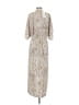 Lezat 100% Polyester Metallic Silver Tan Casual Dress Size S - photo 2