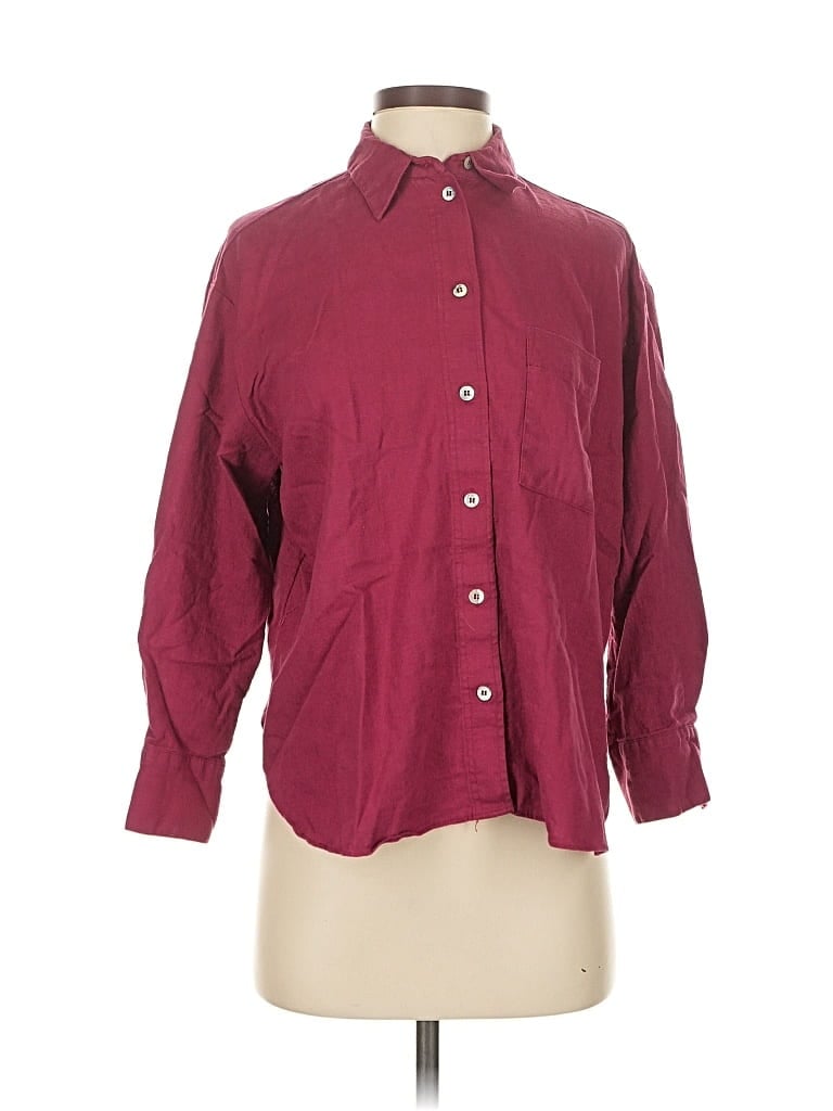 Click to view more detailed imagery on our partner's website Pre-owned Zara 3/4 Sleeve Button Down Shirt In Burgundy