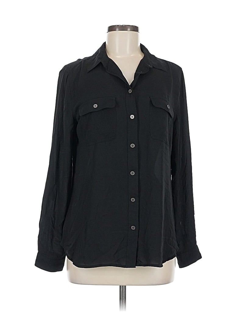 Pre-owned Ann Taylor Loft Long Sleeve Blouse In Black