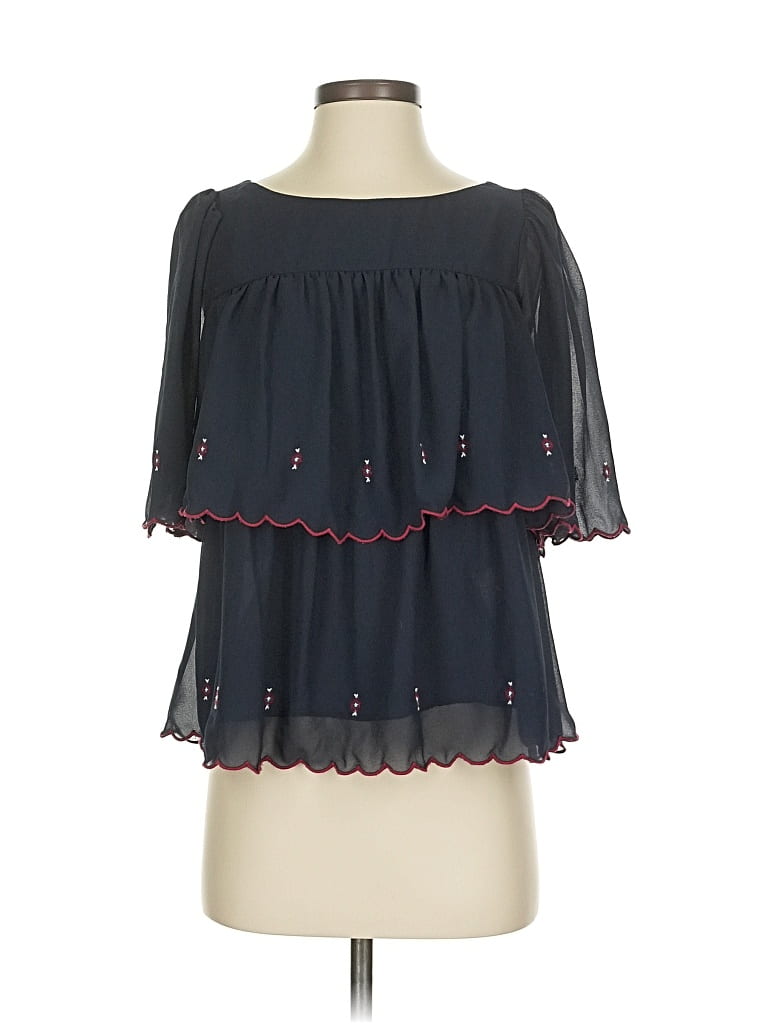 Pre-owned Ann Taylor Loft 3/4 Sleeve Blouse In Black