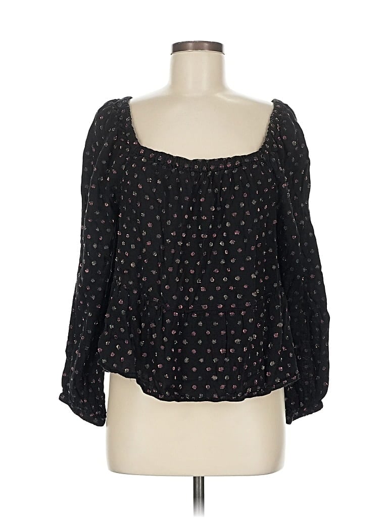 Pre-owned Ann Taylor Loft 3/4 Sleeve Blouse In Black