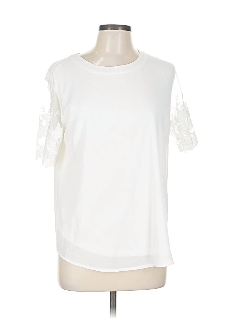 Pre-owned Lulus Short Sleeve Top Ivory Crew Neck Tops In White