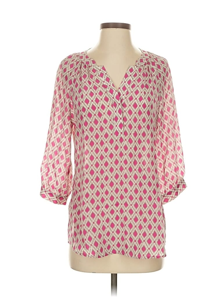 Pre-owned Ellie Kai 3/4 Sleeve Blouse In Pink