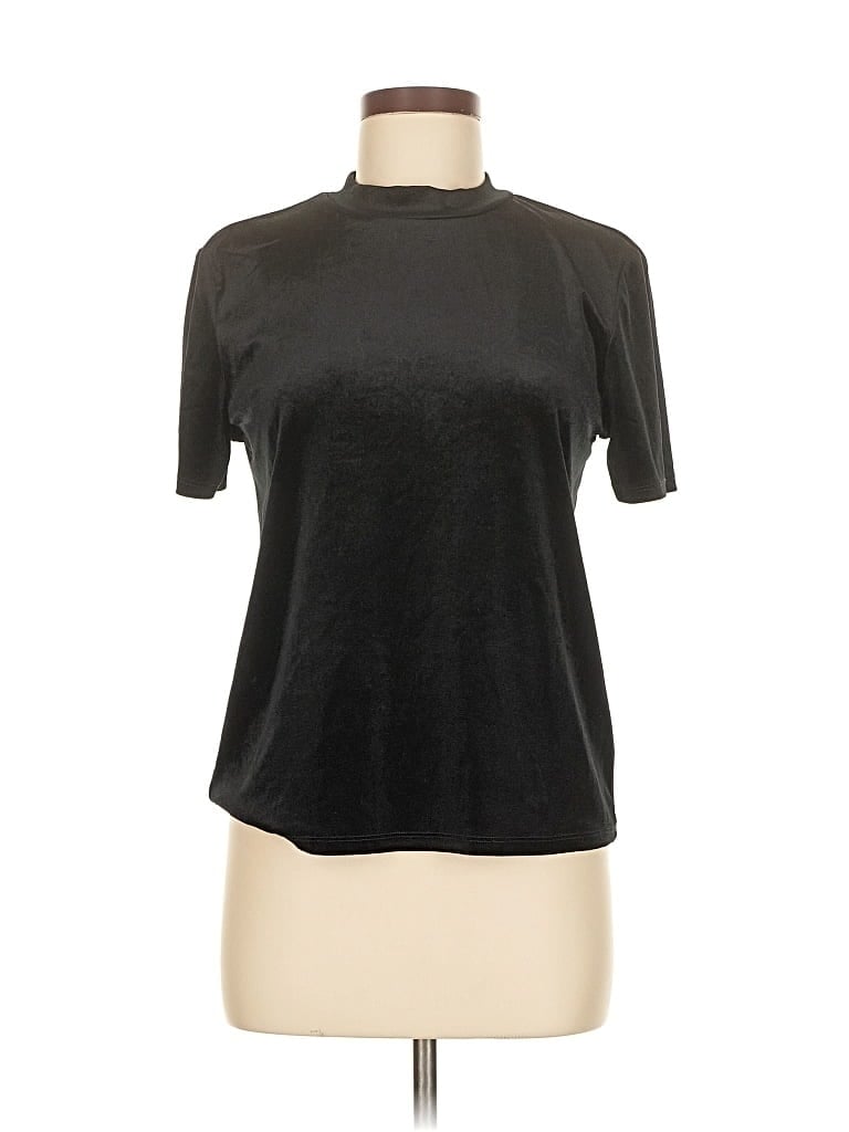 Pre-owned Trafaluc By Zara Short Sleeve Top Black Mock Neckline Tops