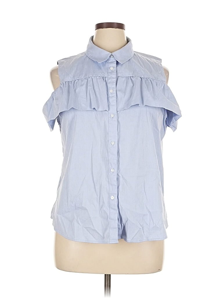 Pre-owned Calvin Klein Sleeveless Button Down Shirt In Blue