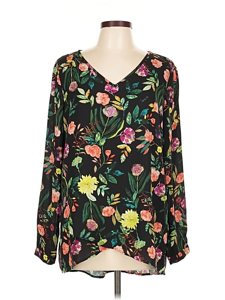 Pre-owned Chelsea & Theodore Long Sleeve Blouse In Black