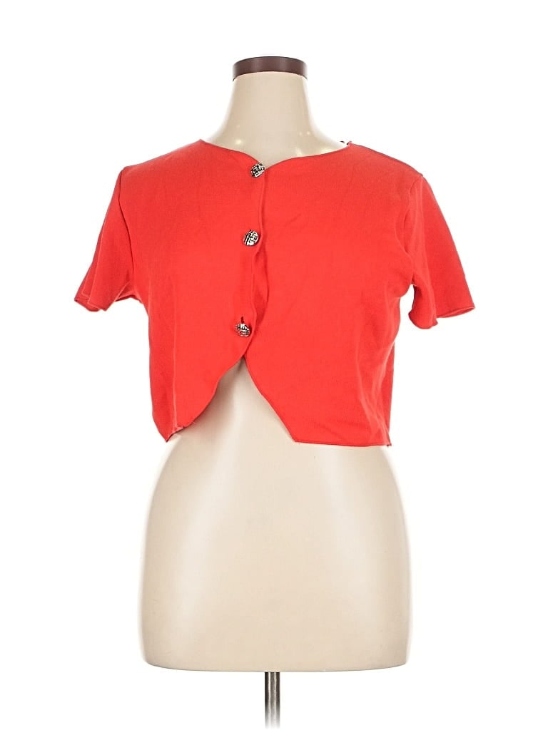 Pre-owned Divided By H&m Short Sleeve Top Red Sweetheart Neckline Tops