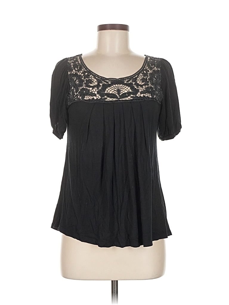 Pre-owned Twenty One Short Sleeve Blouse In Black
