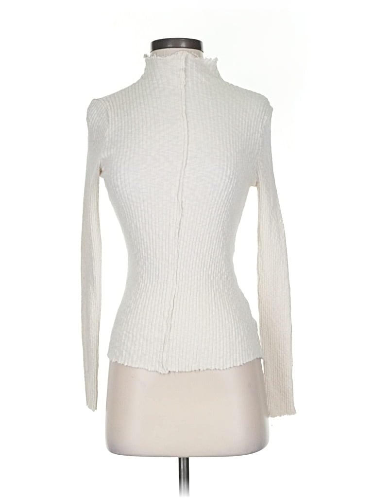T.LA Pre-owned Long Sleeve Top Ivory Turtleneck Tops In White