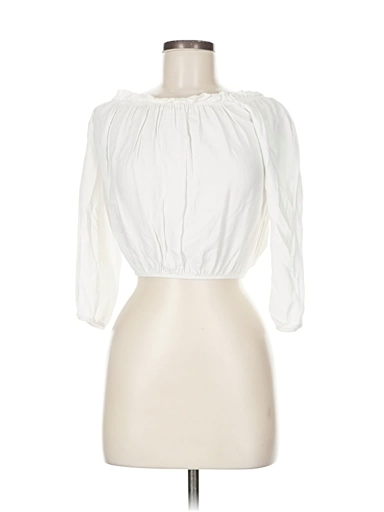 Pre-owned Brandy Melville 3/4 Sleeve Blouse In White