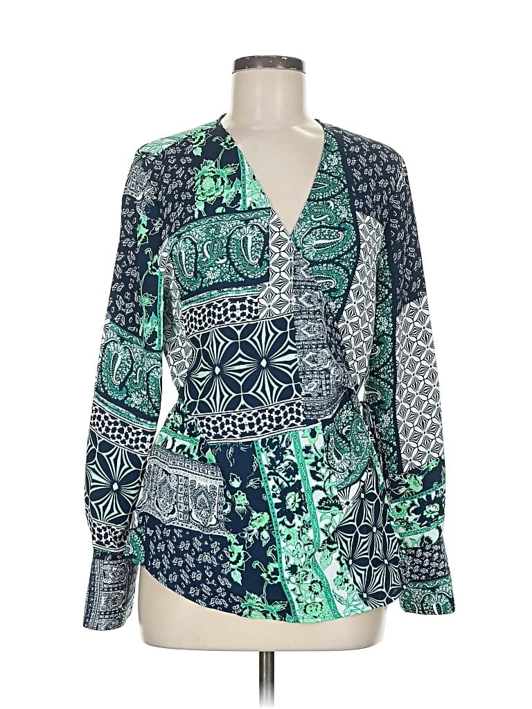 Pre-owned Ann Taylor Loft Long Sleeve Blouse In Green