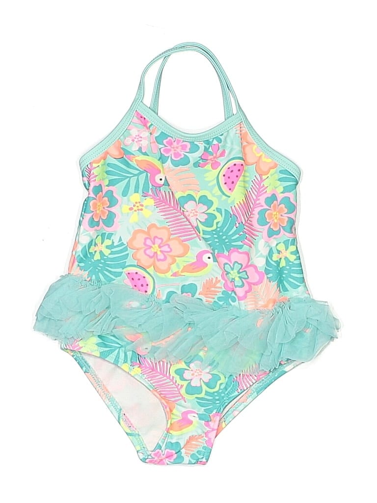 Pre-owned Wonder Nation Kids' One Piece Swimsuit In Green