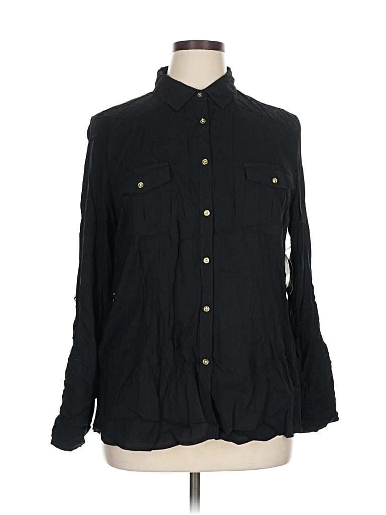 Millenium Long Sleeve Button Down Shirt In Black