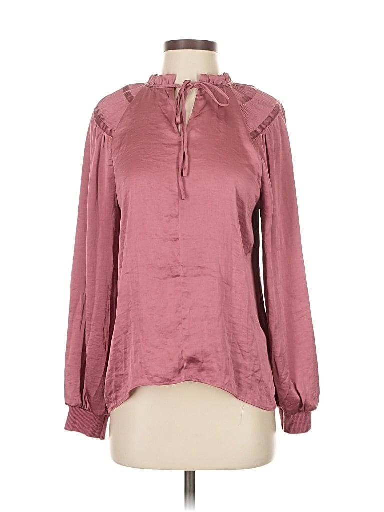 Pre-owned Philosophy Republic Clothing Long Sleeve Blouse In Burgundy
