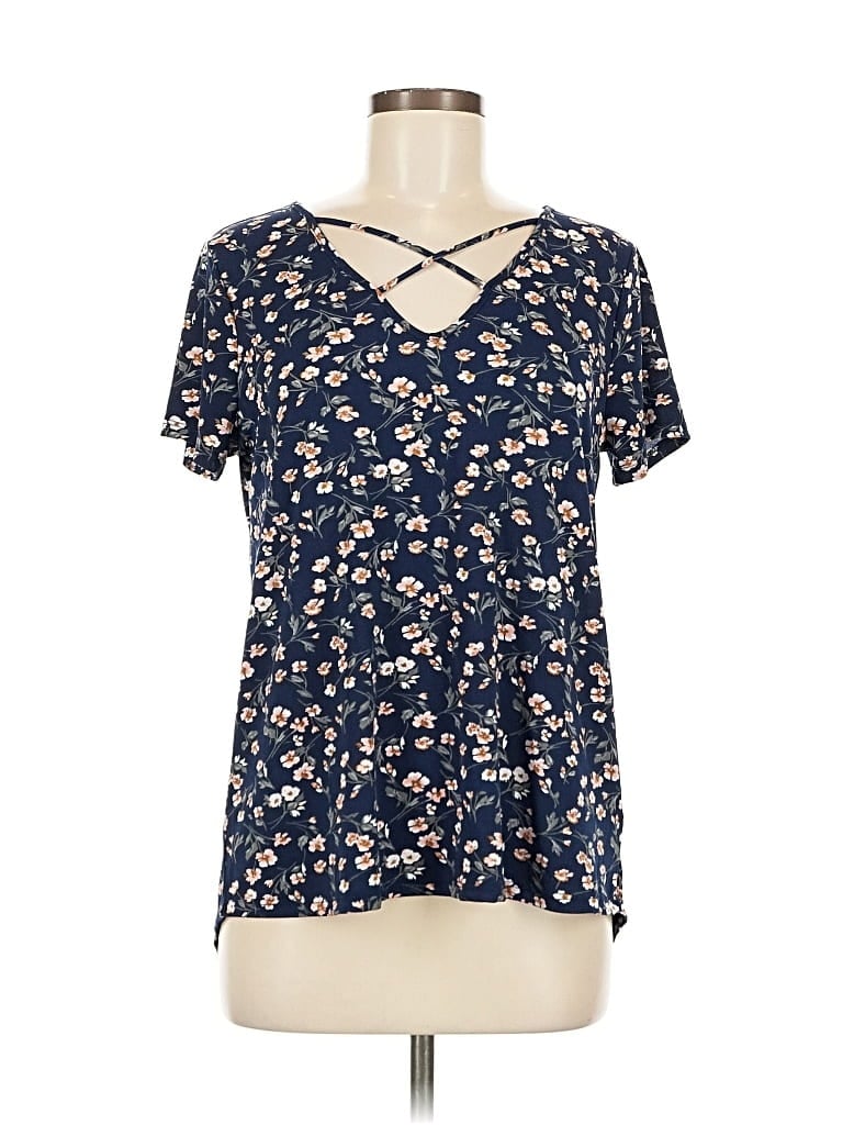 Pre-owned Kaileigh Short Sleeve Blouse In Blue