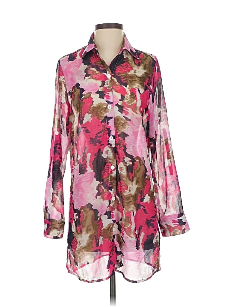 Pre-owned Tommy Bahama Long Sleeve Blouse In Pink