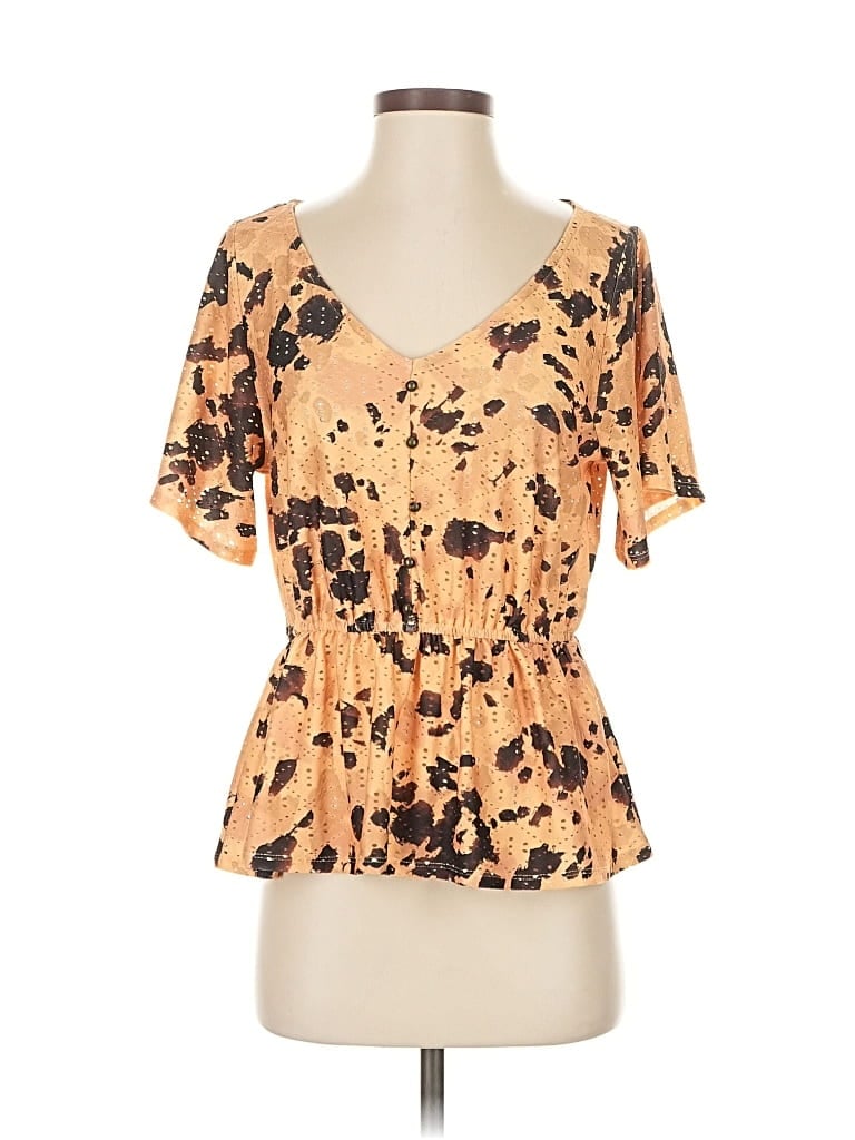 Pre-owned Assorted Brands Short Sleeve T-shirt In Gold