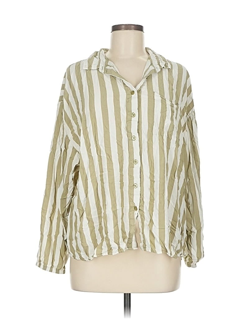 NORDSTROM Pre-owned 3/4 Sleeve Button Down Shirt In Green