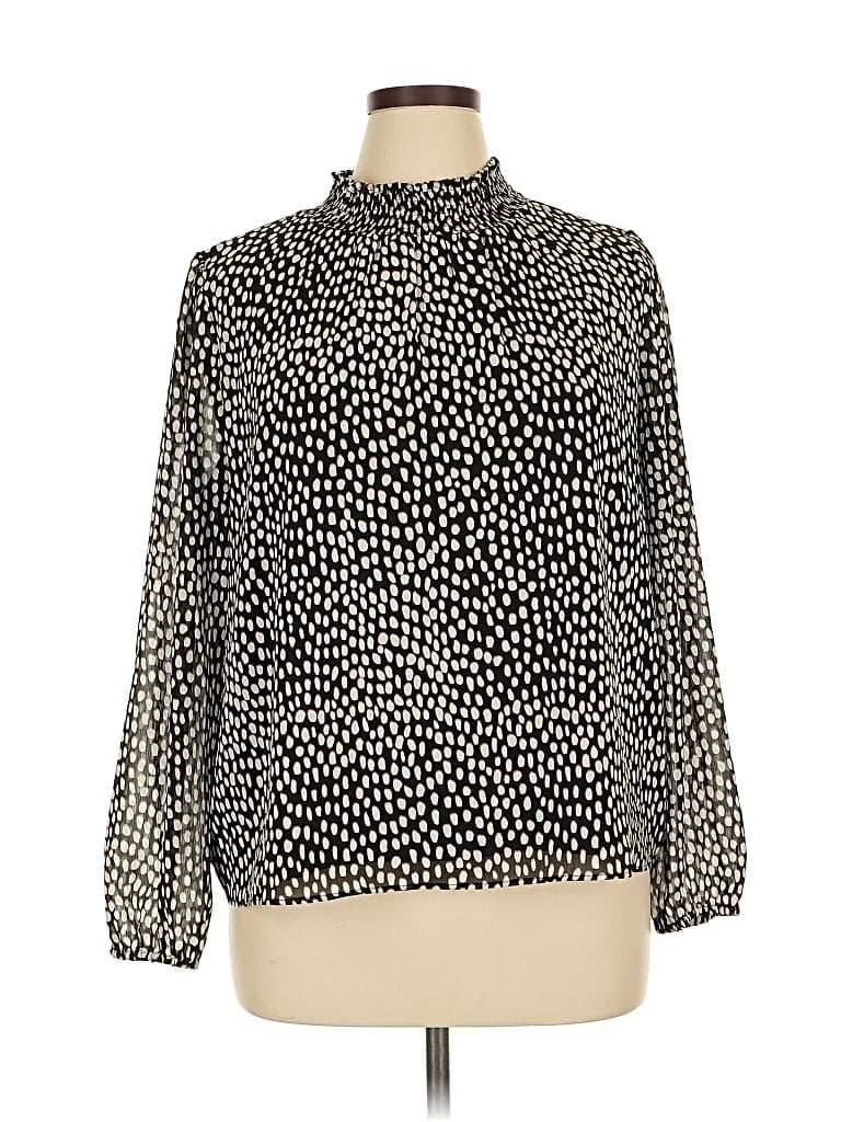 Pre-owned J.crew Factory Store Long Sleeve Blouse In Black