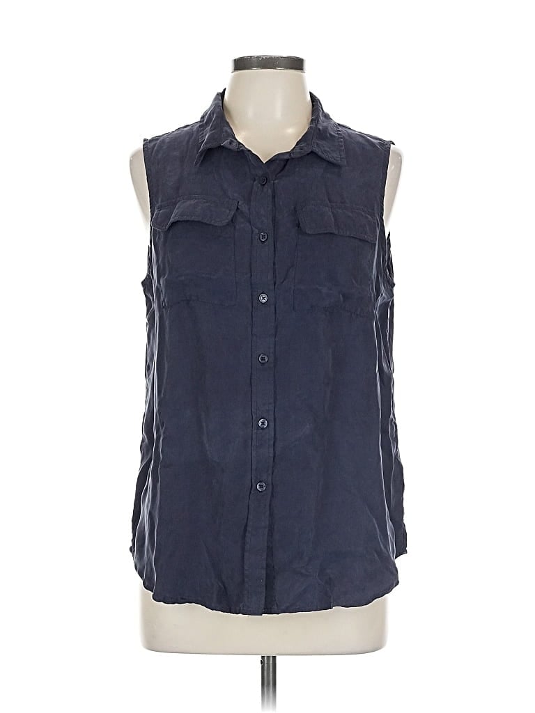 Pre-owned Romeo & Juliet Couture Sleeveless Button Down Shirt In Blue