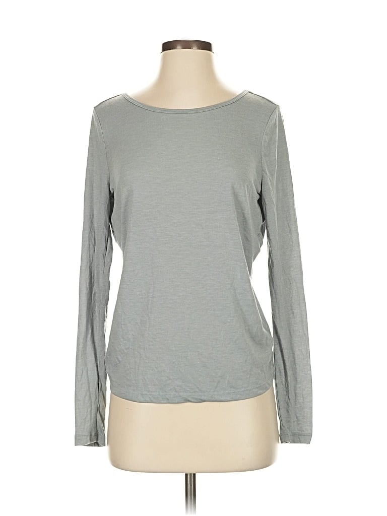 Gap Fit Outlet Long Sleeve Top Gray Boatneck Tops