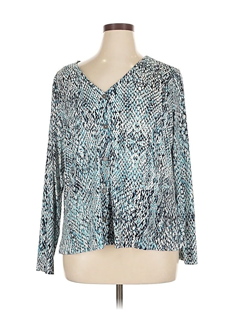 Pre-owned Susan Graver 3/4 Sleeve T-shirt In Blue