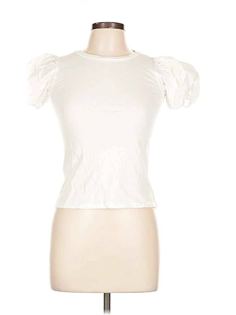 Pre-owned Nordstrom Short Sleeve Top Ivory Sweetheart Neckline Tops In White