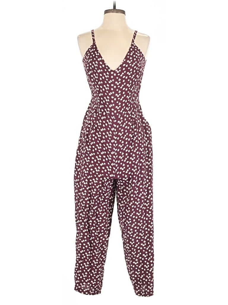 Pre-owned Ann Taylor Factory Jumpsuit In Burgundy