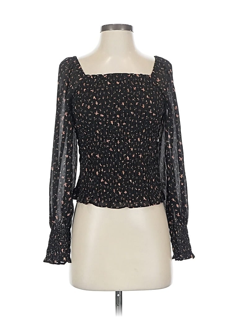 Pre-owned Madewell Long Sleeve Blouse In Black