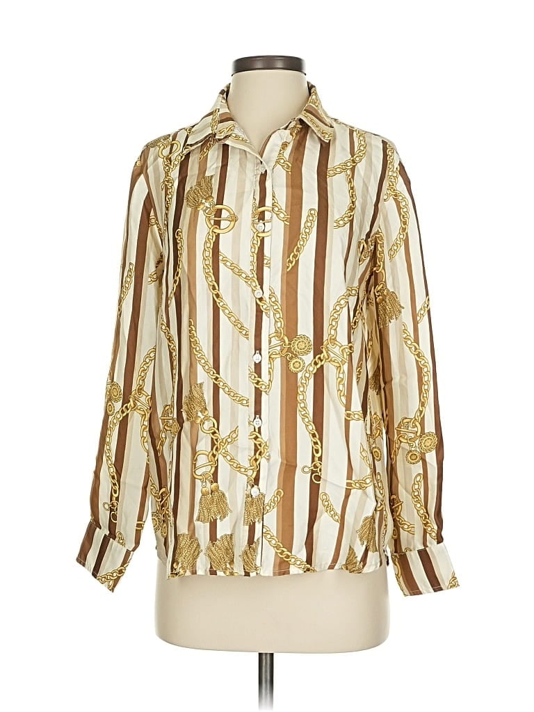 Pre-owned J. Mclaughlin Long Sleeve Blouse In Gold
