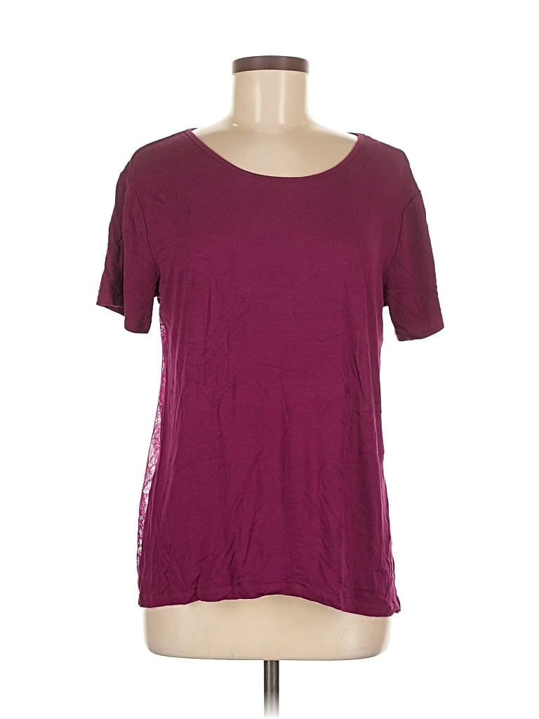 VENUS Pre-owned Short Sleeve Top Burgundy Scoop Neck Tops