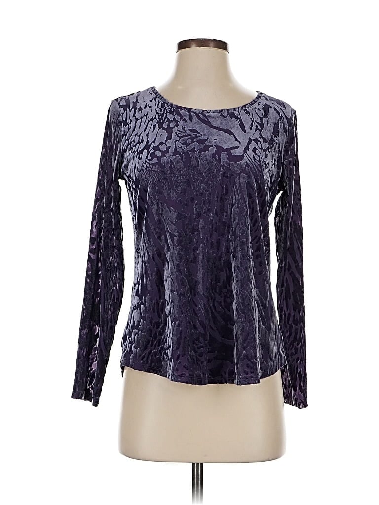 Pre-owned Simply Vera Vera Wang Long Sleeve Top Purple Boatneck Tops