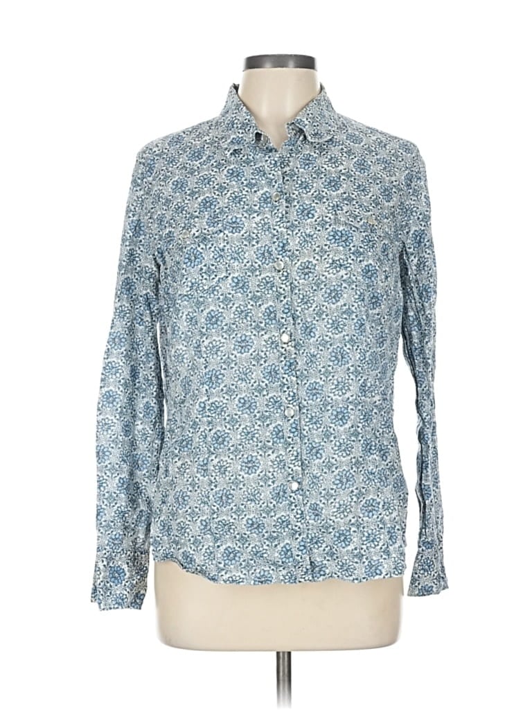 Pre-owned Sag Harbor Long Sleeve Button Down Shirt In Blue