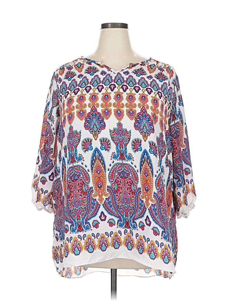 Pre-owned Cato 3/4 Sleeve Blouse In Blue