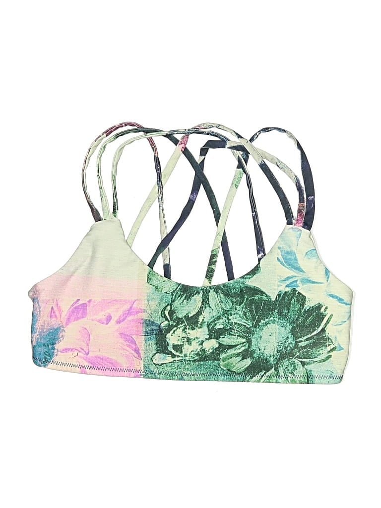 Pre-owned Pure And Good Swimsuit Top Green Floral Pattern Swimwear