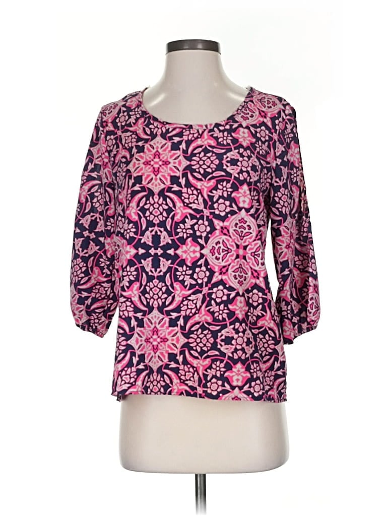 Pre-owned Francesca's 3/4 Sleeve Blouse In Pink