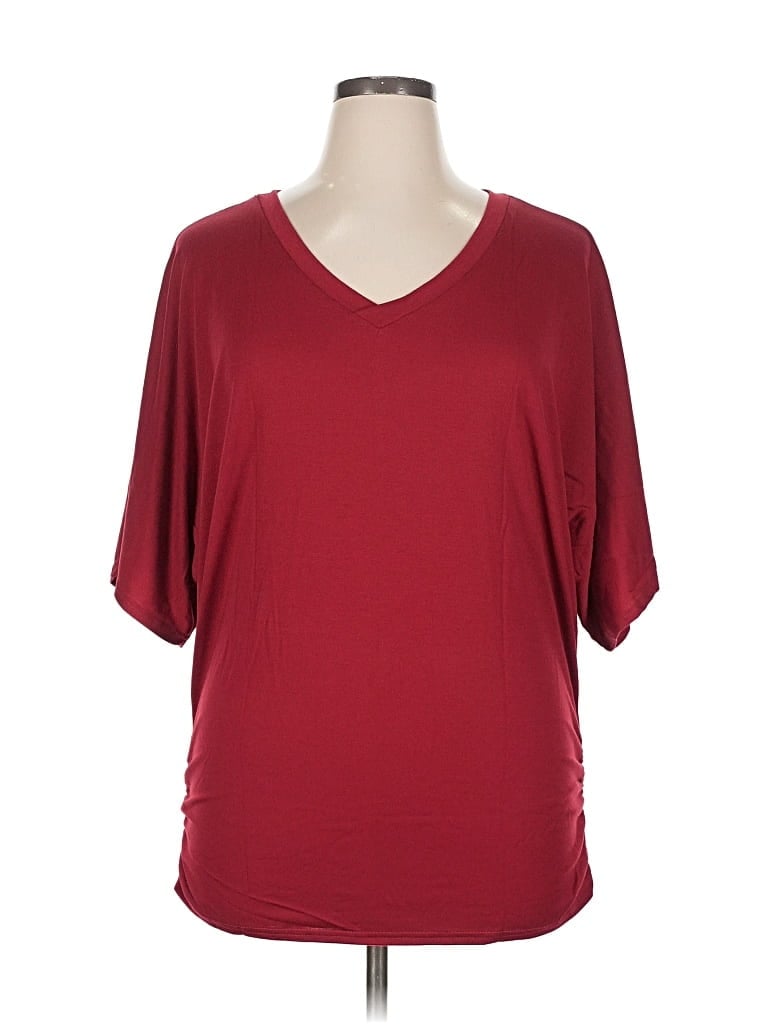 UNBRANDED Pre-owned 3/4 Sleeve T-shirt In Burgundy
