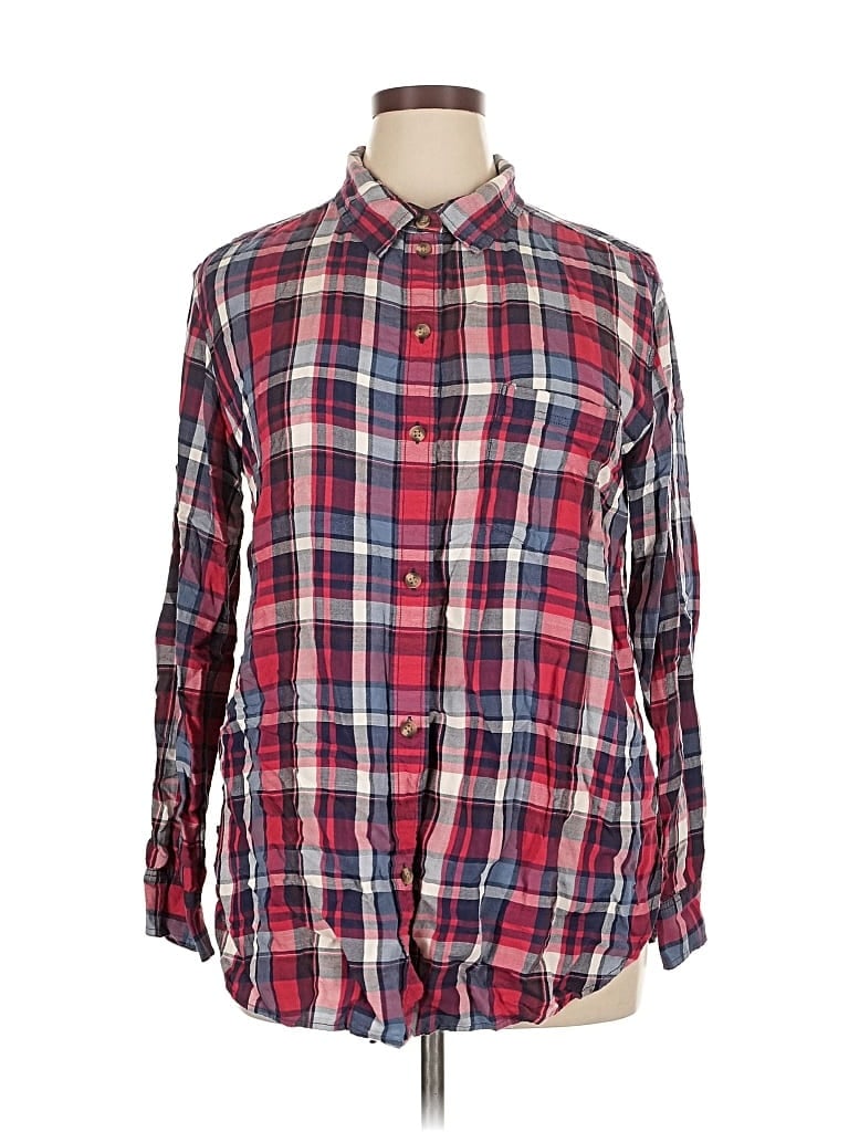 Pre-owned American Eagle Outfitters Long Sleeve Button Down Shirt In Red