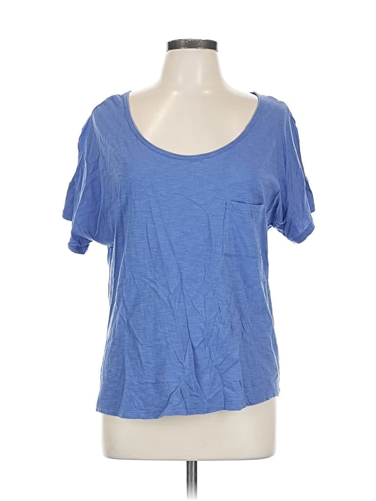 Pre-owned Amadi Short Sleeve Top Blue Scoop Neck Tops