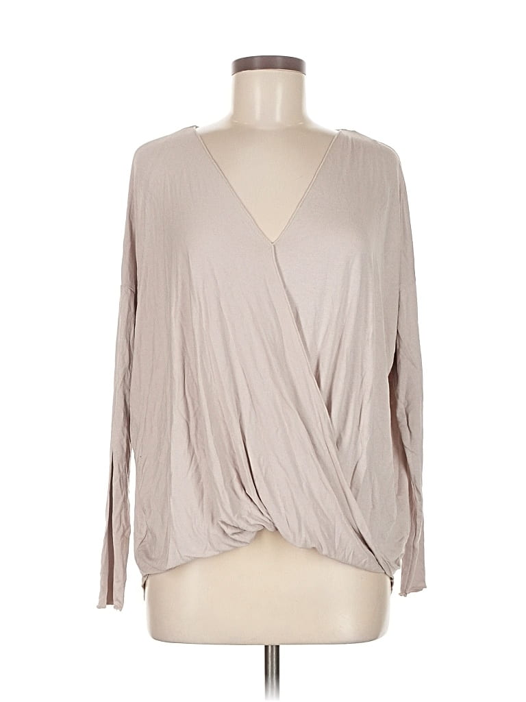 Pre-owned Double Zero Long Sleeve Blouse In Gray