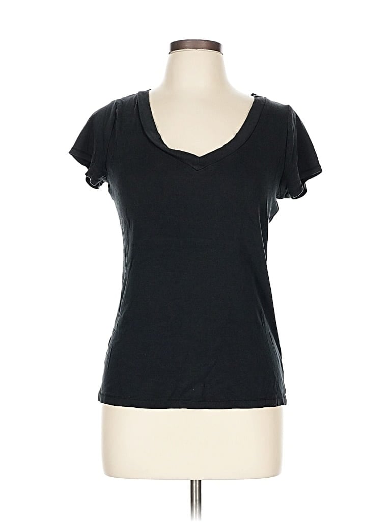 Pre-owned Ann Taylor Loft Short Sleeve Top Black Sweetheart Neckline Tops