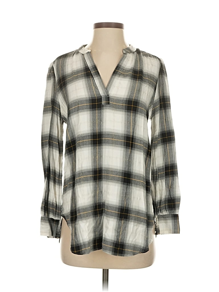 Pre-owned Ann Taylor Loft 3/4 Sleeve Blouse In Gray